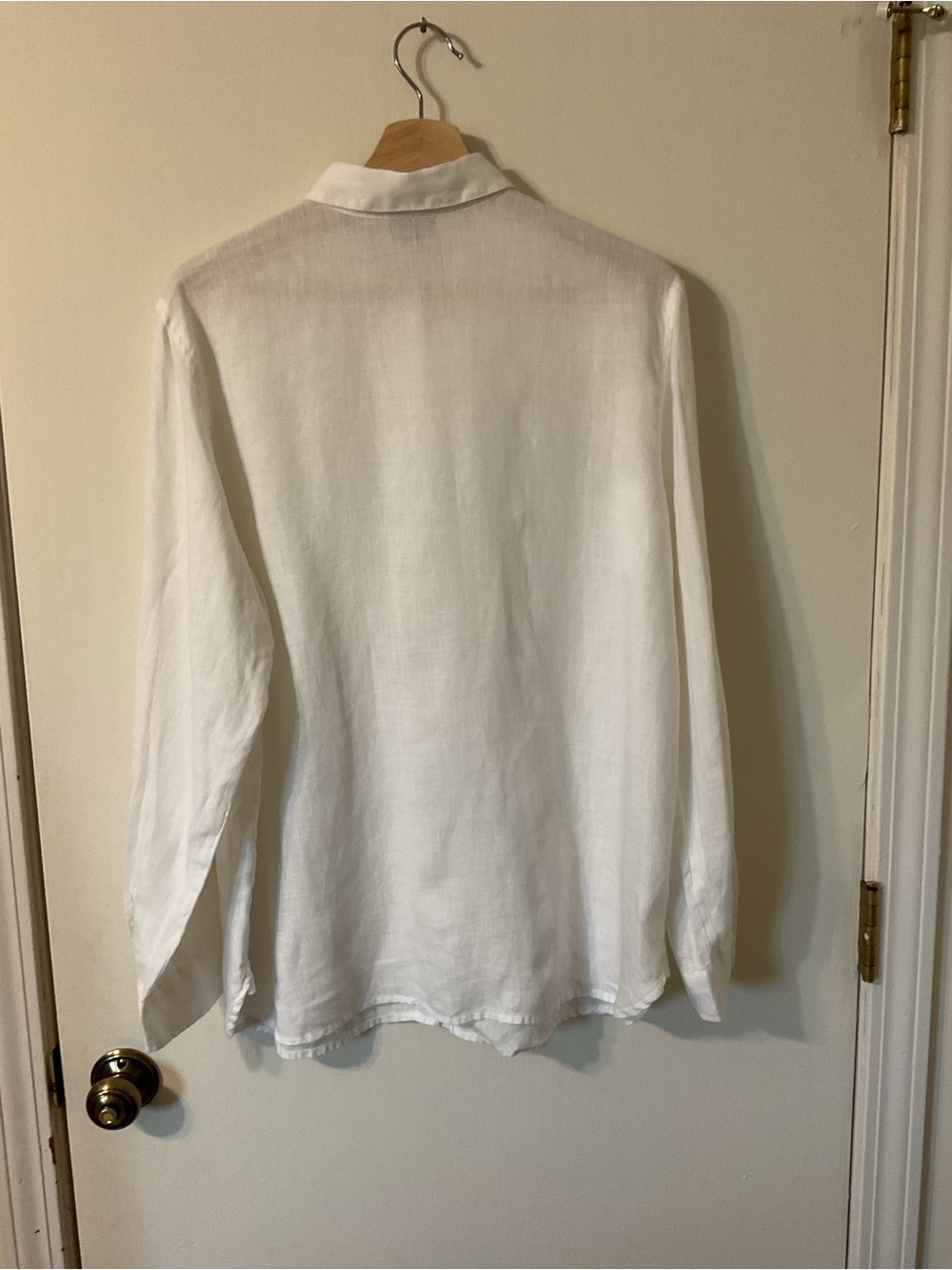 J. Jill 100 % Linen Easy Button Front  Shirt Blouse Top Capsule Size M Medium - Picture 3 of 13